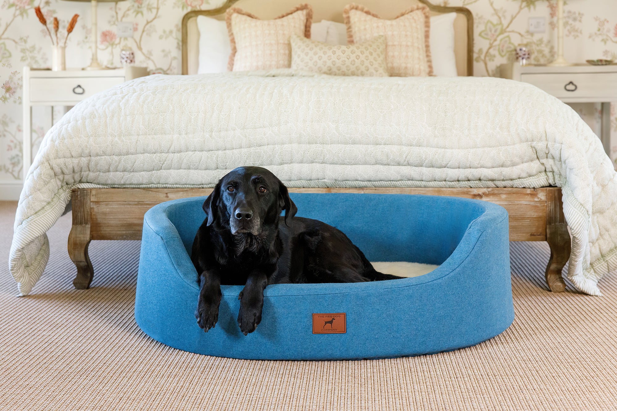 Cerulean Blue Oval Dog Bed