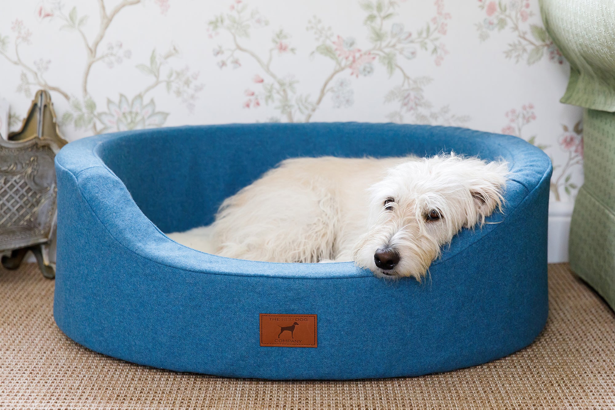 Cerulean Blue Oval Dog Bed