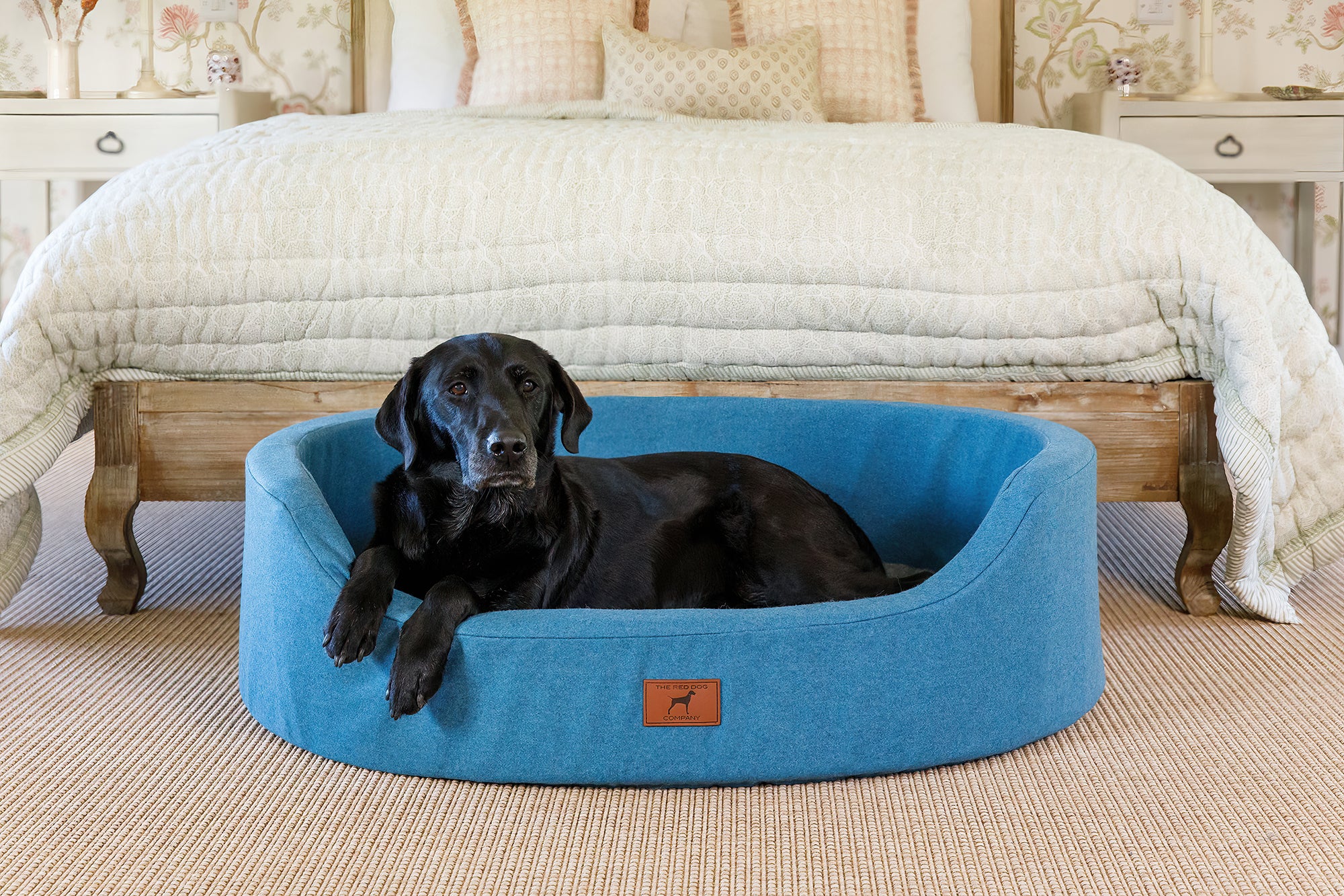 Cerulean Blue Oval Dog Bed