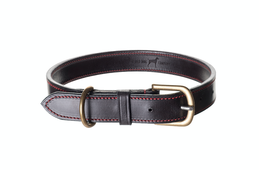 Dark Brown Lined Leather Dog Collar