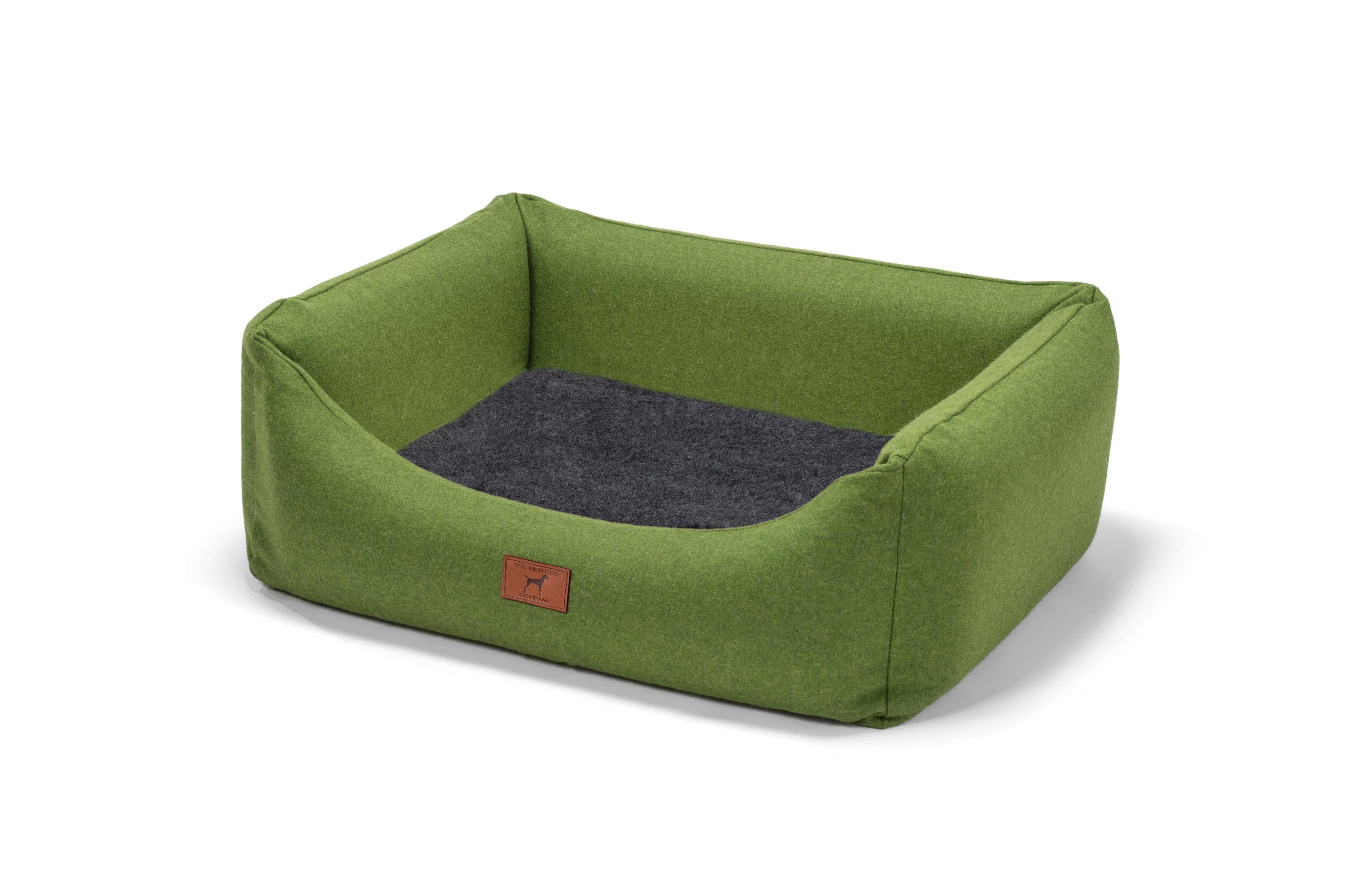 52-Inch Sage Bamboo Sherpa Bagel Dog Bed – Water-Resistant, Recycled Fill, Made In USA - View #3
